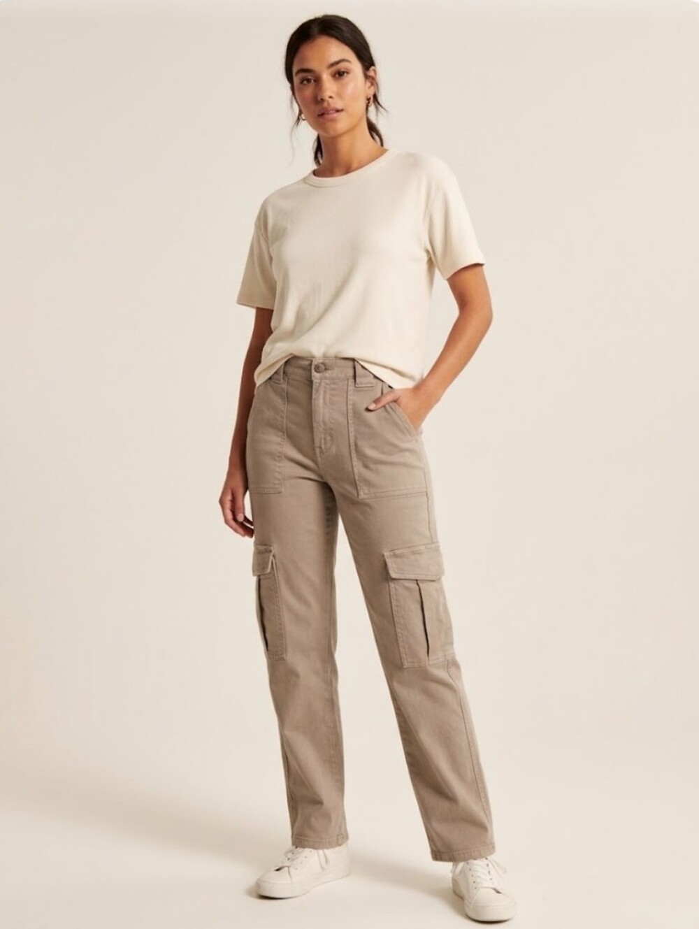 Garage Cargo High-Rise Gorpcore Beige Straight Leg Utility Cotton Pants